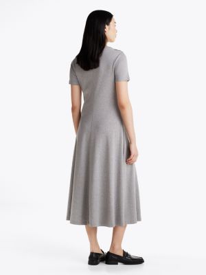 grau fit-and-flare-kleid in midi-länge für damen - tommy hilfiger