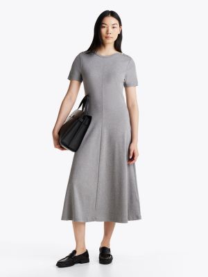 grey midi fit and flare dress for women tommy hilfiger