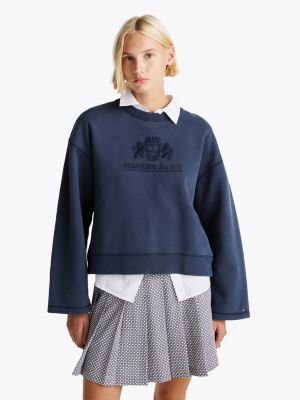 sweat à manches larges et logo brodé blue pour femmes tommy hilfiger