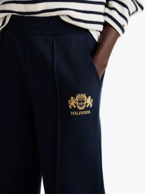 joggers straight fit con logo ricamato blu da donne tommy hilfiger