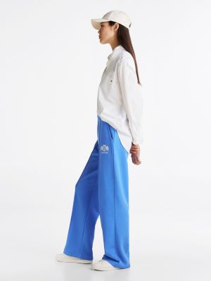 blue logo embroidery straight joggers for women tommy hilfiger