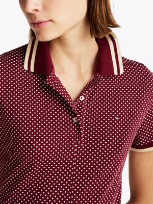 vestito polo midi con stampa rosso da donne tommy hilfiger