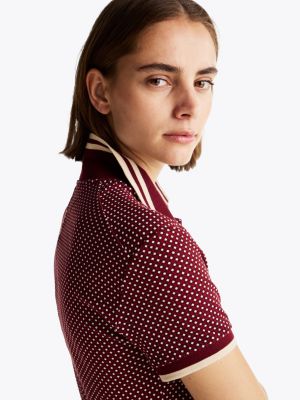 red print midi polo dress for women tommy hilfiger