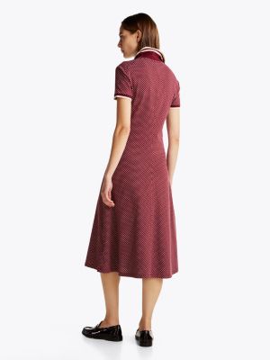 red print midi polo dress for women tommy hilfiger