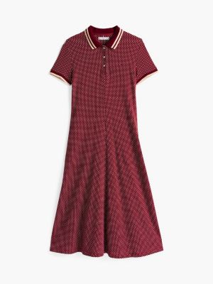 red print midi polo dress for women tommy hilfiger