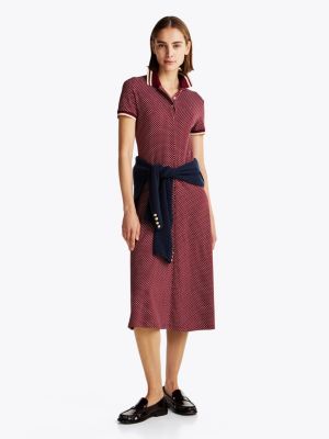 red midi-polokleid mit print für damen - tommy hilfiger