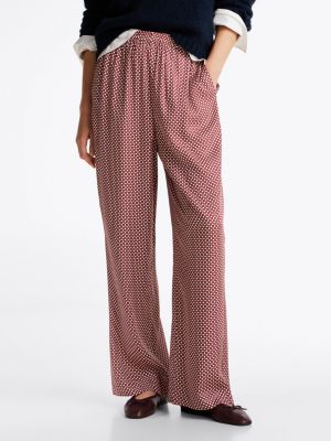 red geometric print relaxed trousers for women tommy hilfiger