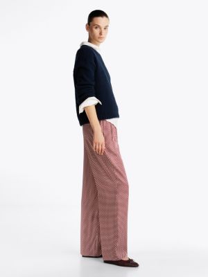 red geometric print relaxed trousers for women tommy hilfiger