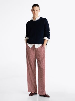 red relaxed fit broek met geometrische print voor dames - tommy hilfiger