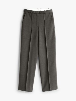 grey seam detail relaxed straight leg trousers for women tommy hilfiger