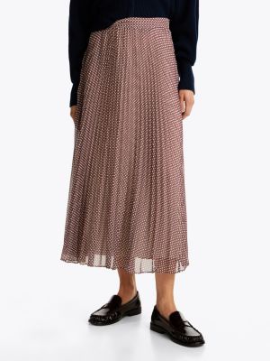 red pleated maxi skirt for women tommy hilfiger