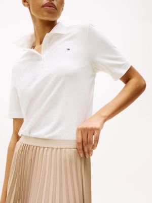 beige logo waistband pleated midi skirt for women tommy hilfiger
