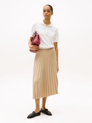 beige pleated midi skirt for women tommy hilfiger