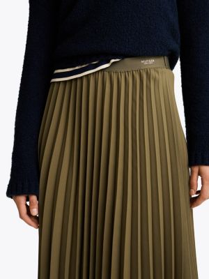 green pleated midi skirt for women tommy hilfiger