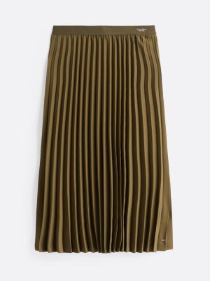 green pleated midi skirt for women tommy hilfiger