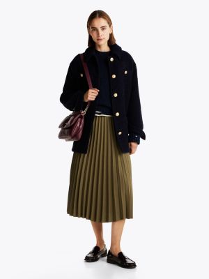 green pleated midi skirt for women tommy hilfiger