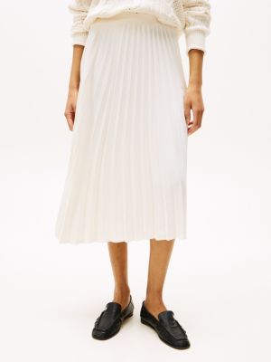 white pleated midi skirt for women tommy hilfiger