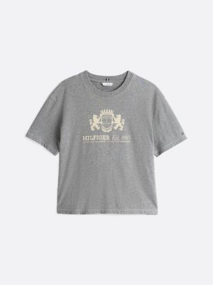 grey crew neck relaxed t-shirt for women tommy hilfiger