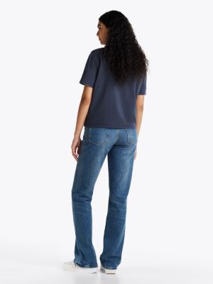 blue crew neck relaxed t-shirt for women tommy hilfiger