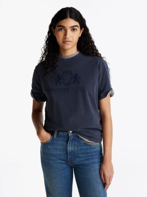 blue relaxed fit t-shirt met ronde hals voor dames - tommy hilfiger