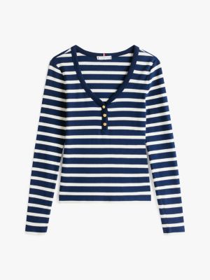 multi henley slim long sleeve t-shirt for women tommy hilfiger