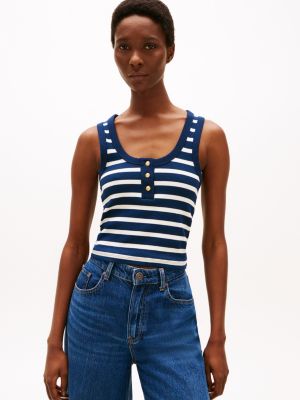 multi slim fit tanktop met henley-hals voor dames - tommy hilfiger