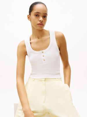 white henley slim tank top for women tommy hilfiger