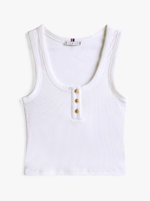 white henley slim tank top for women tommy hilfiger