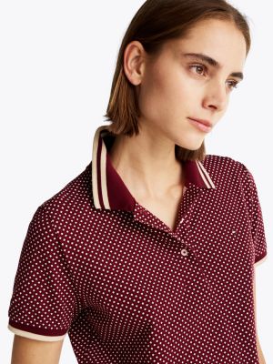 rood regular fit polo met print voor dames - tommy hilfiger