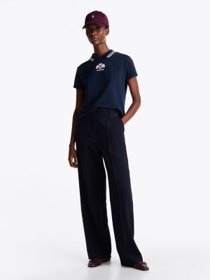 polo regular fit con cut out a goccia blu da donne tommy hilfiger