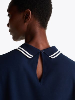 polo regular fit con cut out a goccia blu da donne tommy hilfiger