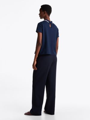 polo regular fit con cut out a goccia blu da donne tommy hilfiger