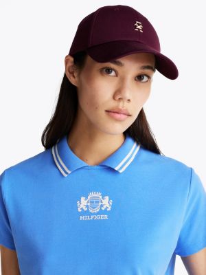 blau regular fit polo-top mit cut-out am rücken für damen - tommy hilfiger