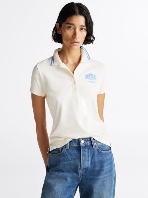 multi slim fit poloshirt mit aufgesticktem logo für damen - tommy hilfiger