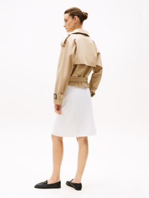 brown cropped trench coat for women tommy hilfiger