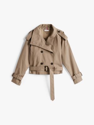 brązowy kurtka typu trencz dla kobiety - tommy hilfiger