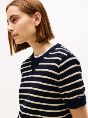 multi short sleeve crew neck jumper for women tommy hilfiger