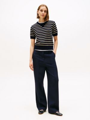 multi short sleeve crew neck jumper for women tommy hilfiger