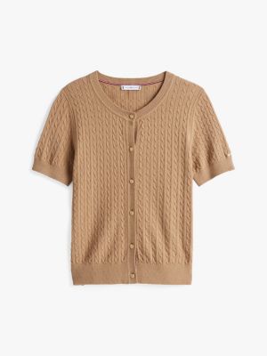 beige wool blend short sleeve cardigan for women tommy hilfiger