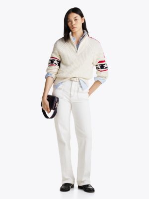 multi slim half-zip jumper with cashmere for women tommy hilfiger