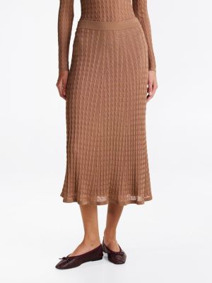 brown cable knit midi a-line skirt for women tommy hilfiger