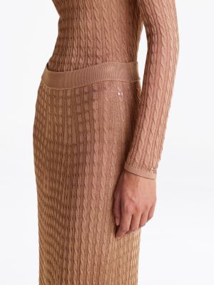 brown cable knit midi a-line skirt for women tommy hilfiger