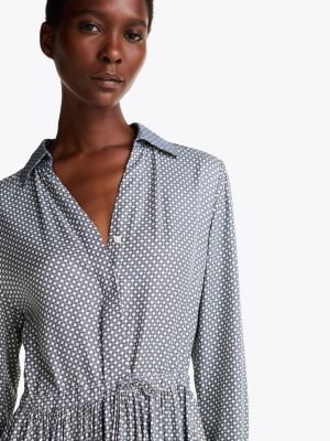 robe courte ajustée et évasée à ceinture gris pour femmes tommy hilfiger