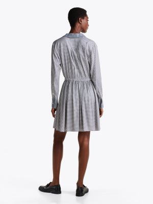 robe courte ajustée et évasée à ceinture gris pour femmes tommy hilfiger