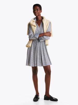 robe courte ajustée et évasée à ceinture gris pour femmes tommy hilfiger