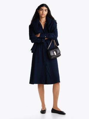 robe chemise longueur midi sans col blue pour femmes tommy hilfiger