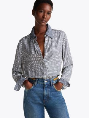 grey cuffed regular fit shirt for women tommy hilfiger