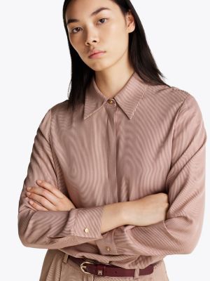 pink cuffed regular fit shirt for women tommy hilfiger