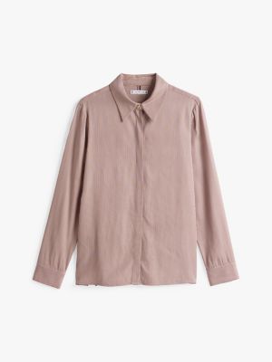 pink cuffed regular fit shirt for women tommy hilfiger