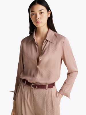 pink cuffed regular fit shirt for women tommy hilfiger